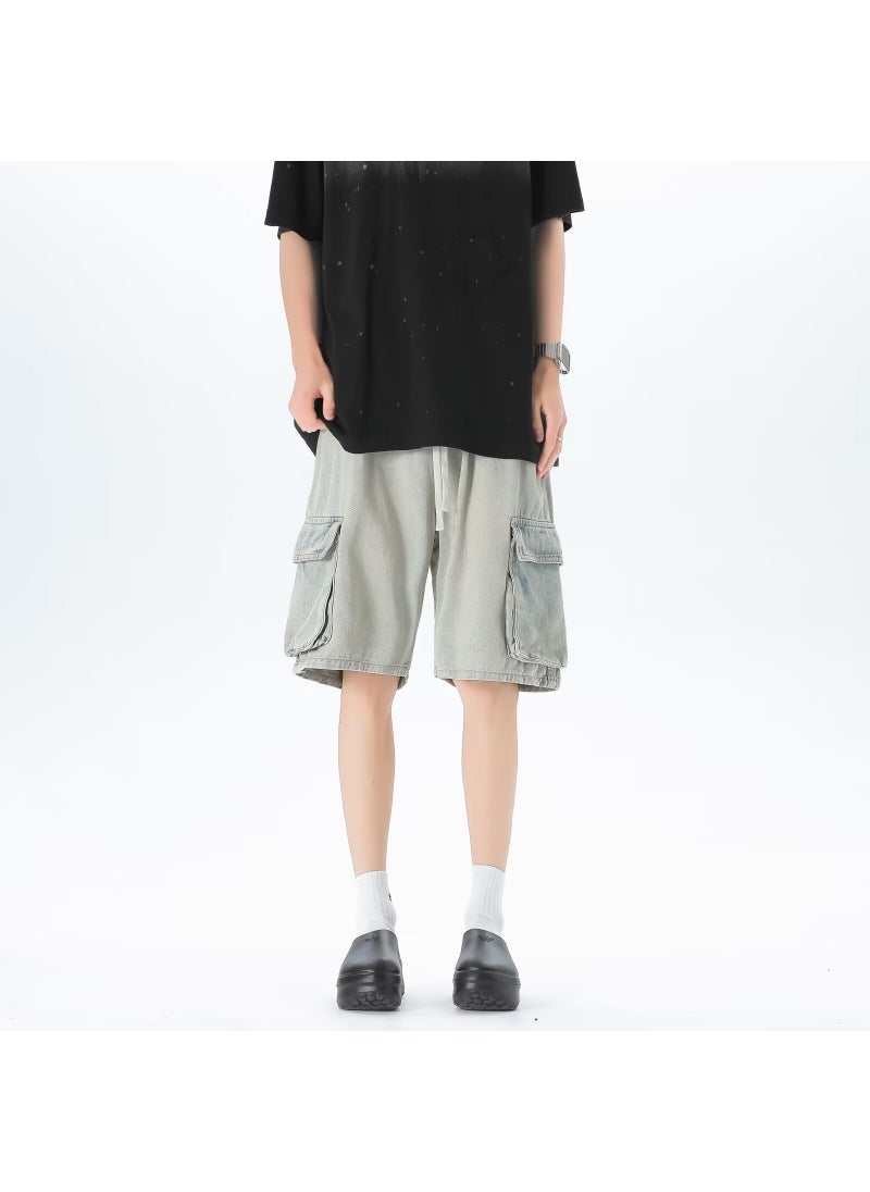 Casual Relaxed Fit Mid-length Cargo Shorts yellow mud color