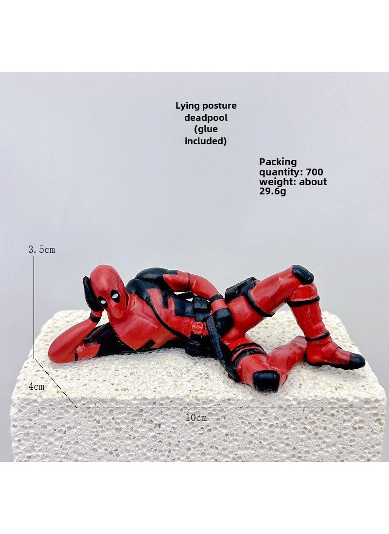 1 x 5 pcs Deadpool Action Figure - Avengers Desktop Decor Sleeping Deadpool (with glue)