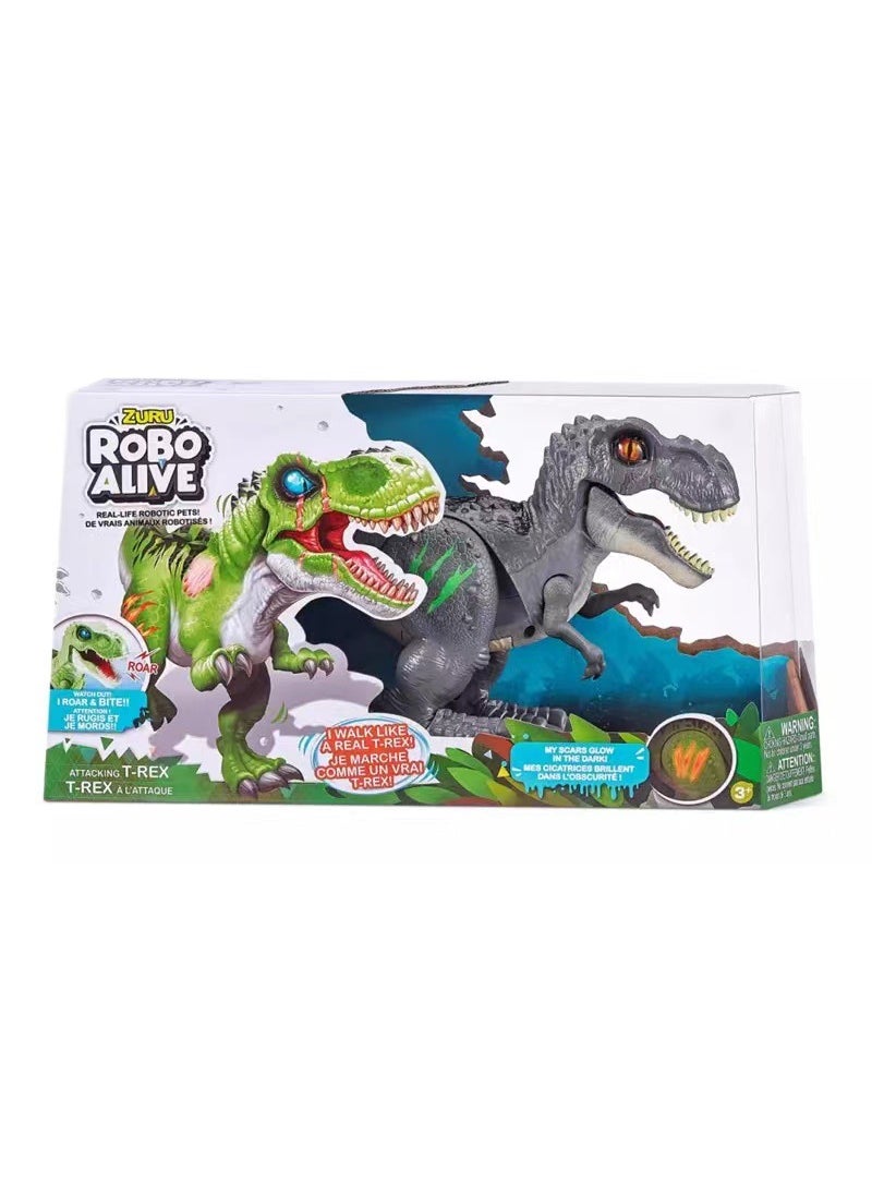 1 x 5 pcs ZURU ROBO Dinosaur Authentic Electric Toy with Realistic Roar Gray electric Tyrannosaurus Rex