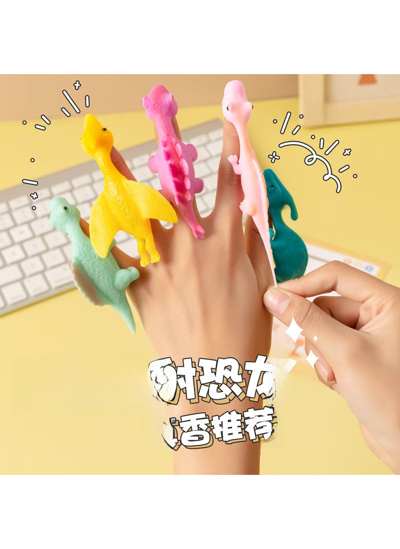 1 x 5 pcs Elastic Dinosaur Finger Slingshot Stress Relief Toy Fun catapult dinosaur