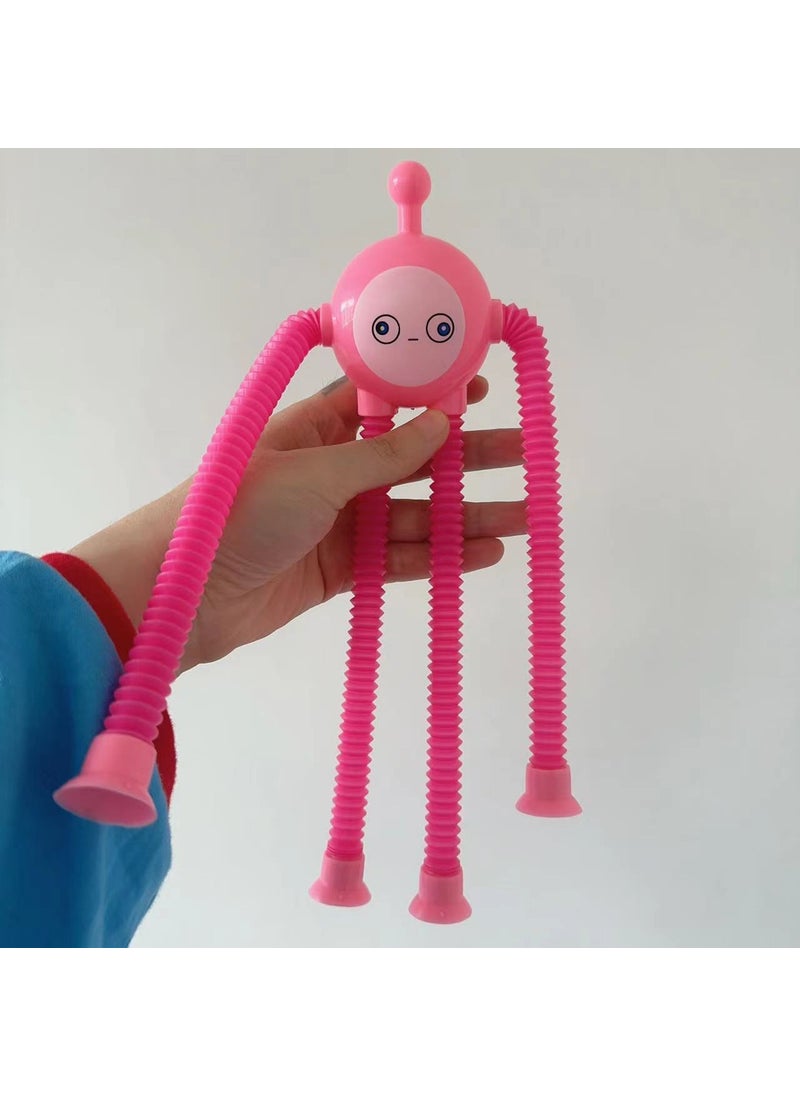 1 x 5 pcs Stretchable Cartoon Suction Toys for Stress Relief Pink