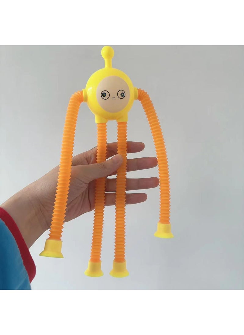 1 x 5 pcs Stretchable Cartoon Suction Toys for Stress Relief Yellow