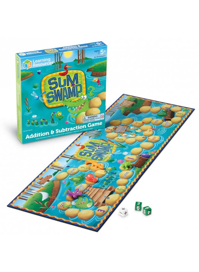 Learning Resources Sum Swamp Game Addition & Subtraction Game - 8 Pieces, Ages 5+, Math Games for Kids, Educational Kids Games, Kindergarten Math Board Games Gifts for Boys and Girls