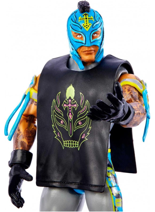 Mattel WWE Rey Mysterio Top Picks Elite Collection Action Figure with Entrance Shirt, 6-inch Posable Collectible Gift for WWE Fans Ages 8 & Up