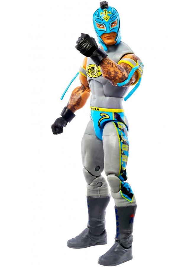 Mattel WWE Rey Mysterio Top Picks Elite Collection Action Figure with Entrance Shirt, 6-inch Posable Collectible Gift for WWE Fans Ages 8 & Up