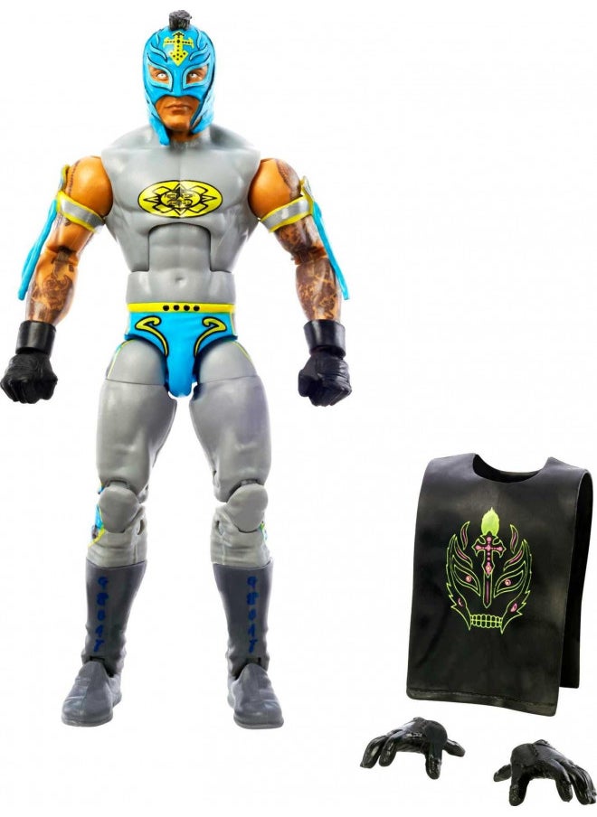 Mattel WWE Rey Mysterio Top Picks Elite Collection Action Figure with Entrance Shirt, 6-inch Posable Collectible Gift for WWE Fans Ages 8 & Up