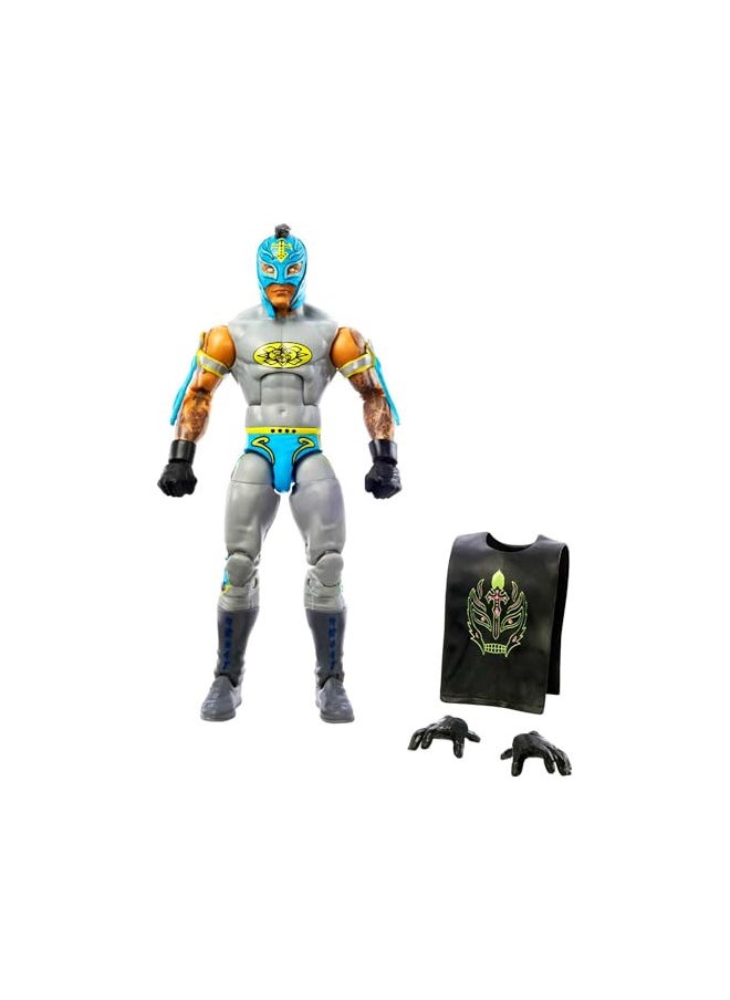 Mattel WWE Rey Mysterio Top Picks Elite Collection Action Figure with Entrance Shirt, 6-inch Posable Collectible Gift for WWE Fans Ages 8 & Up