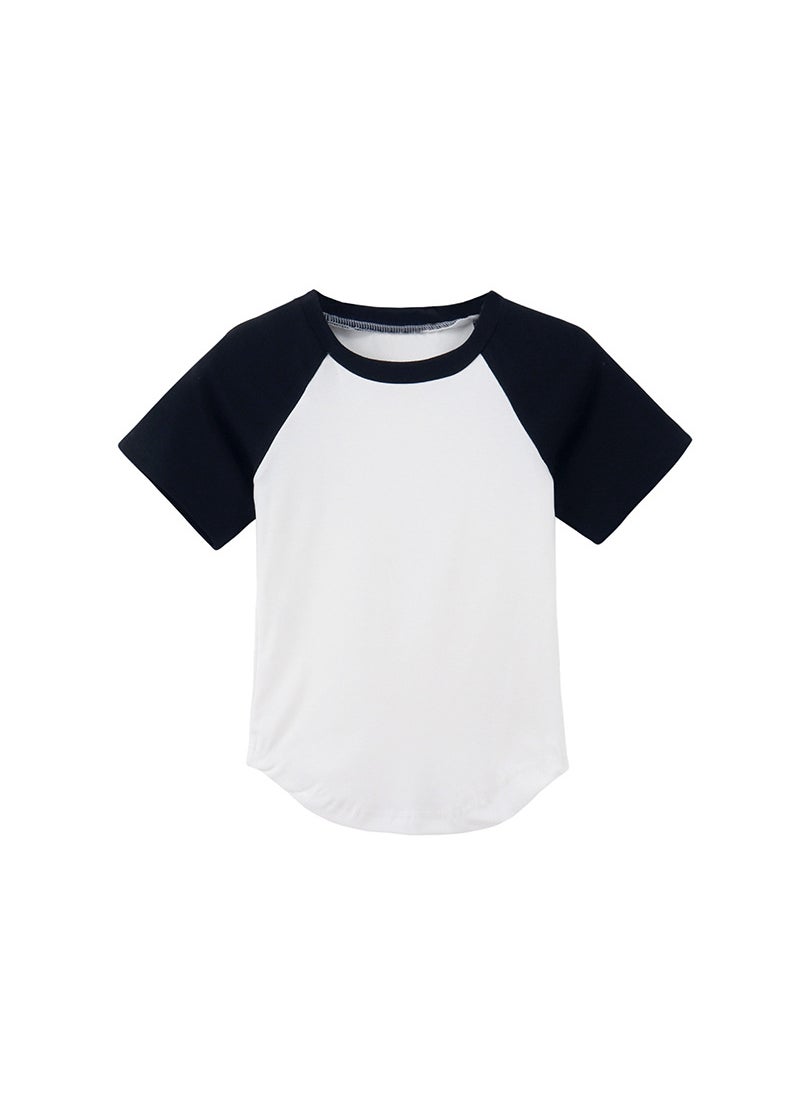 1 x 5 pcs 2024 Summer Irregular Shoulder Crop Tee for Women White