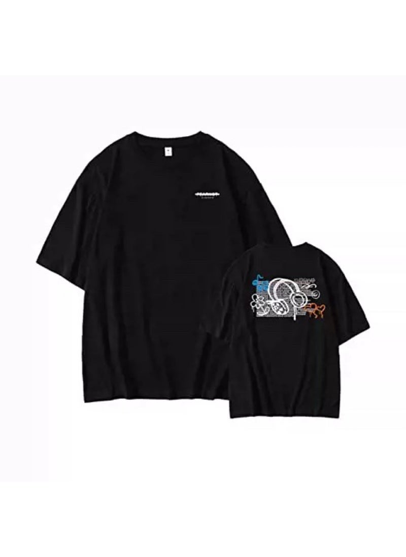 1 x 5 pcs Suga BTS Album Fan Support Tee Washed Streetwear Black T-shirt Miscellaneous