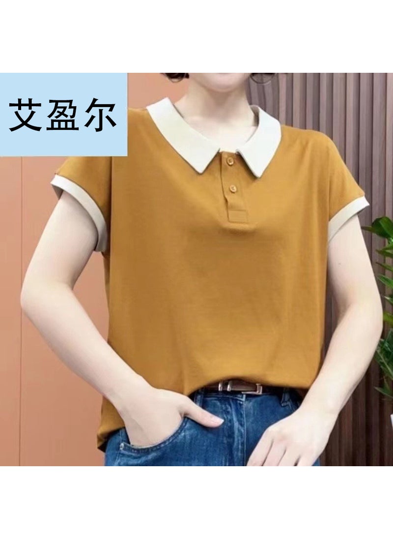 Chic Slimming Summer Tee for Moms YB-830KY yellow