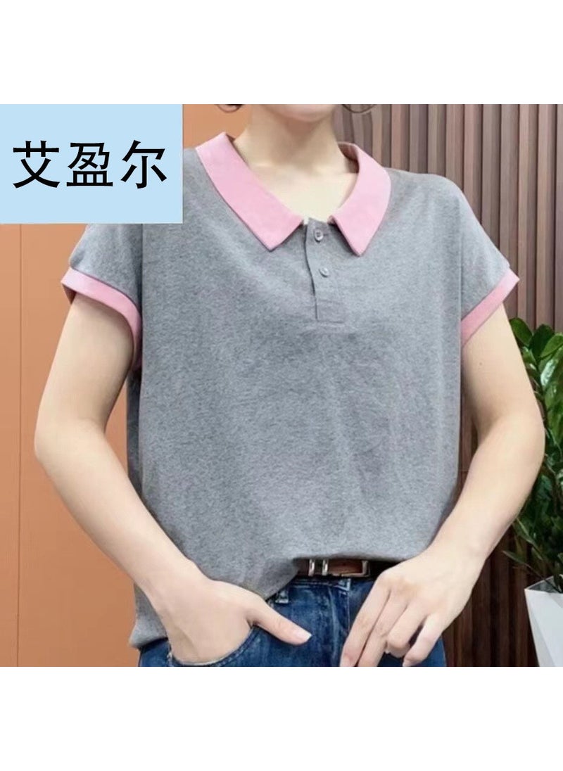 Chic Slimming Summer Tee for Moms YB-830KY gray