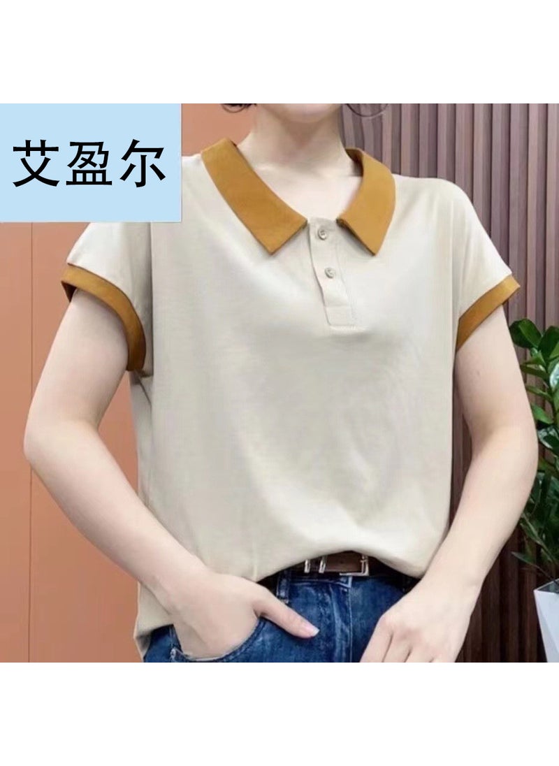 Chic Slimming Summer Tee for Moms YB-830KY apricot