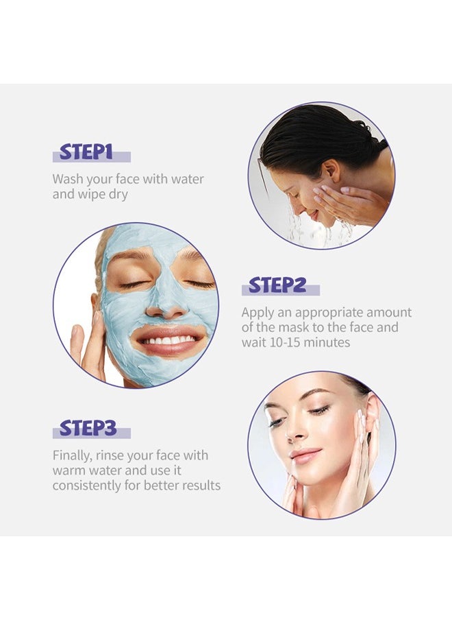 Blueberry Clay Mask-With Hyaluronie Acid, Cleansing Blackheads, Skin lightening Care Brighten, Blueberry Clay Mask For Controlling Acne, Oil And Refining Pores, Prevents oxidation of the skin 120g