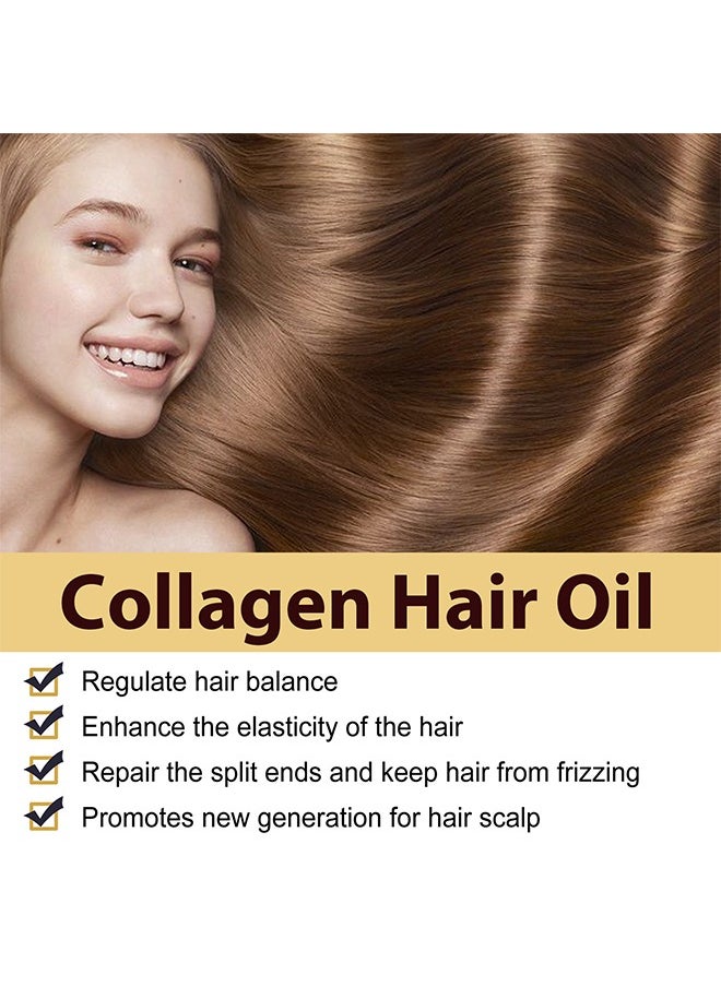 Collagen Hair Oil - For Dry Damaged Hair,Collagen Hair Care Essential Oil Repair split ends, Improve Hair quality, Moisturize and Smooth Hair Essence,50ml