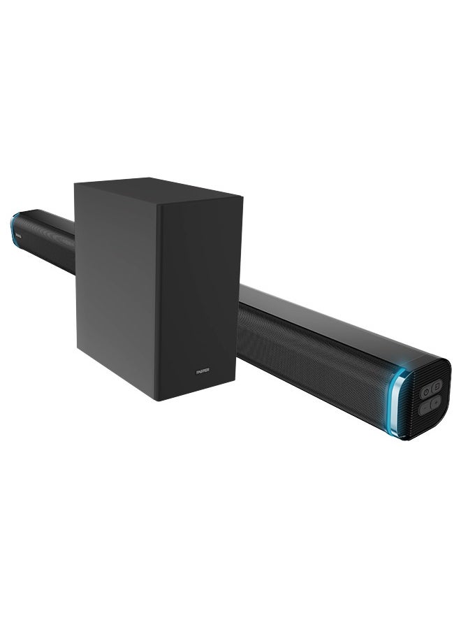 T3000 2.1 CH Home Theater Soundbar Speakers - Wired Subwoofer & Wireless Soundbar Portable Speaker with RGB - 160W Powerful Audio Output - Deep and Thrilling Bass, Digital Embedded - Supporting Bluetooth 5.0, HDMI, AUX, USB, TV ARC, PC