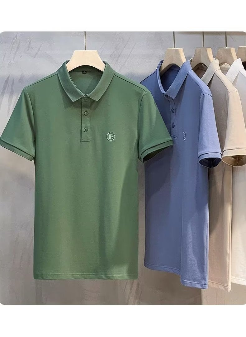 Summer Mens Casual Polo Shirt Green