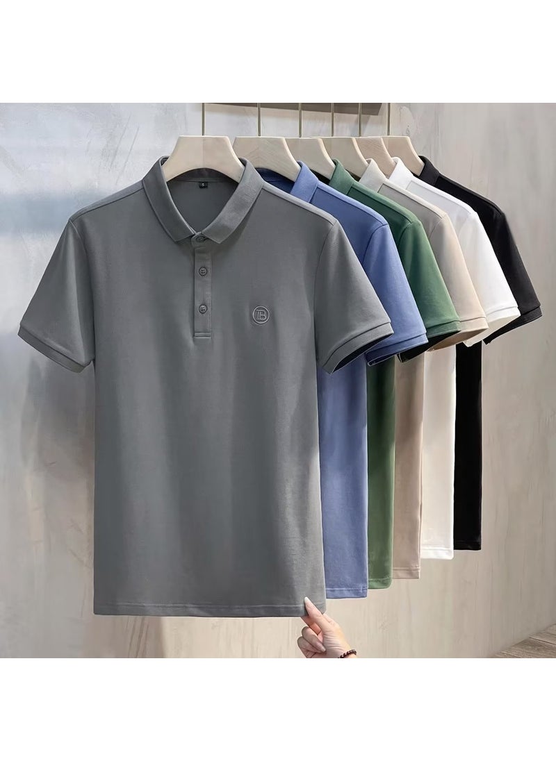 Summer Mens Casual Polo Shirt Dark gray