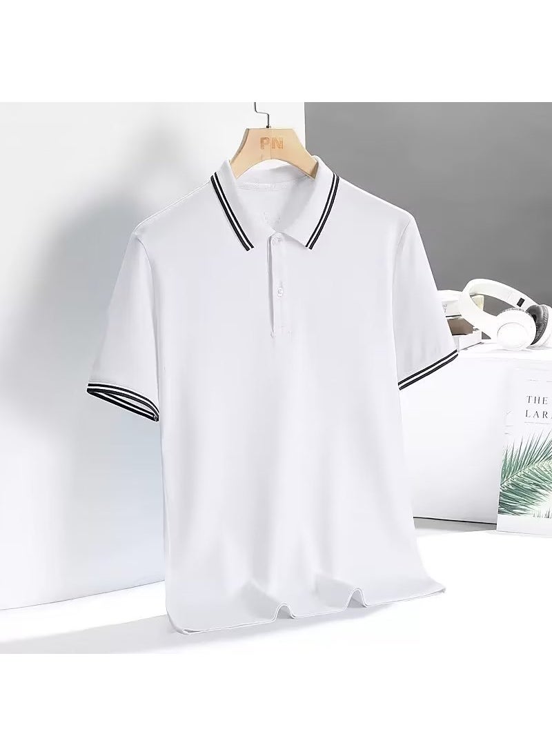 1 x 5 pcs Laid-back Style Mens Polo Top White