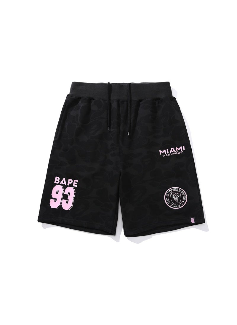 Multicolor Camo Label T-Shirt Set Black  White  Pink 8930 black shorts