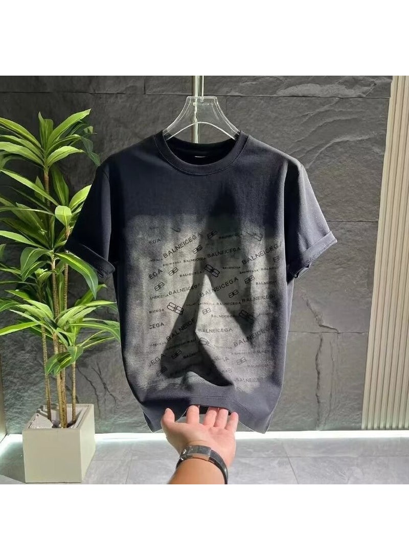 Mens Gradient Print Loose Fit Tee Black