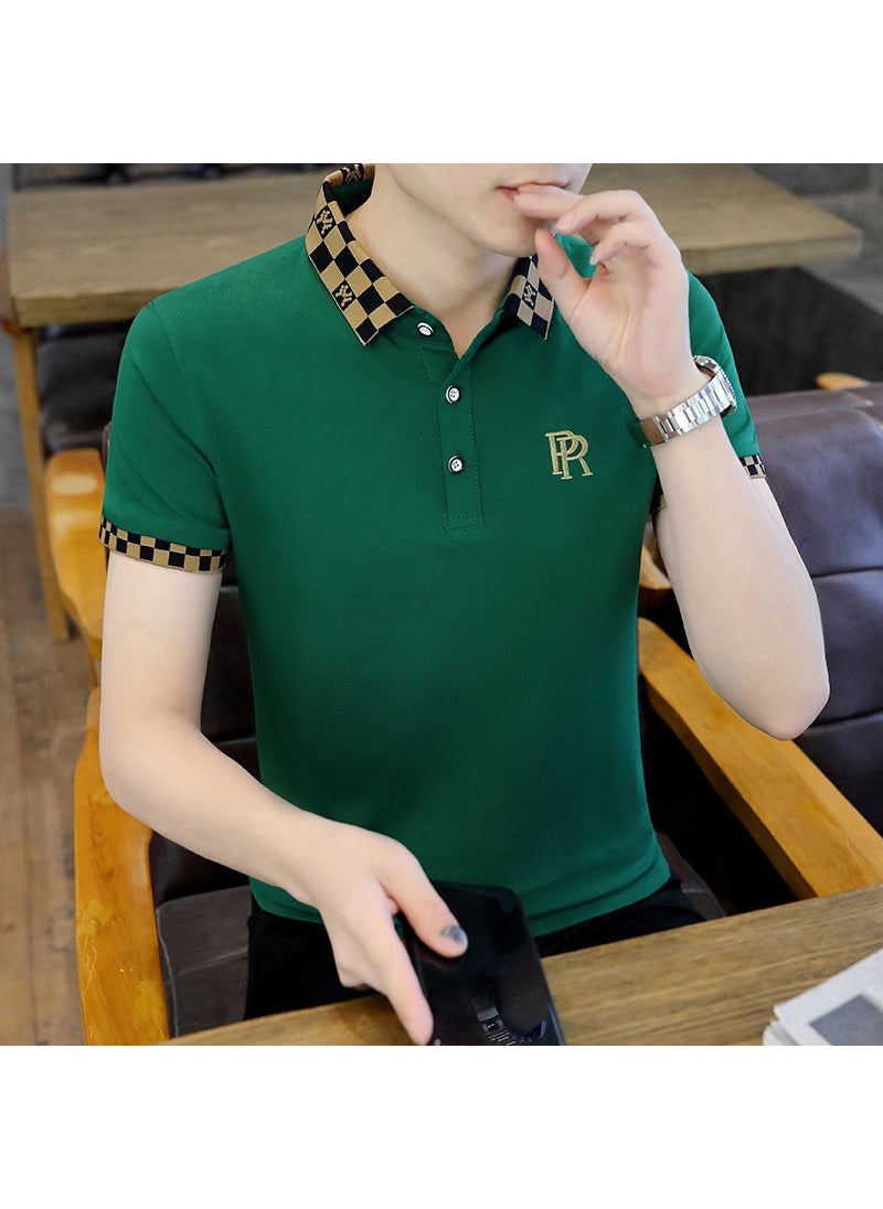 2024 Summer Mens Cotton Polo Shirt A07 Green