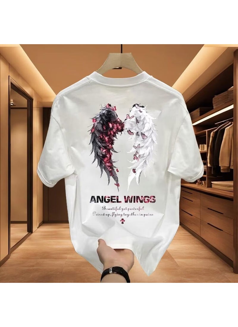 2023 Trendy Mens Cotton Printed Tee White (High Quality 260G)