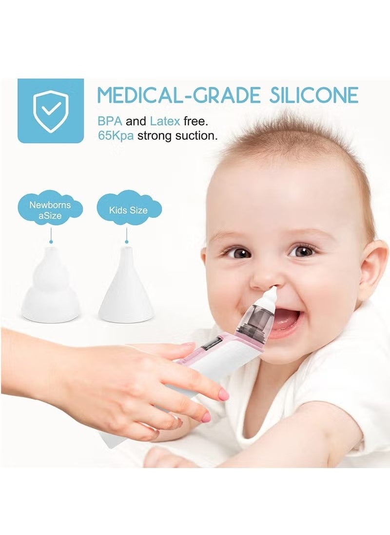 Baby Nasal Aspirator Silent Electric Nose Suction , Waterproof, LED Screen Display, 6 Suction Levels ,2 Sizes Silicone Tips,Professional Baby Nasal Aspirator