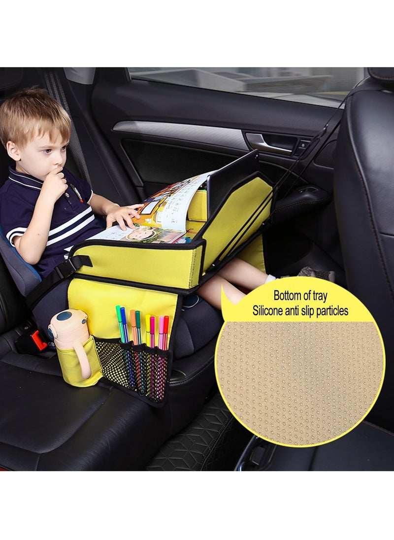 Kids Car Travel Tray - Kids Travel Car Seat Tray with Loading Straps, Toddler Car Seat Activity Tray, Kids Lap Tray for Cars and Planes (Cars)