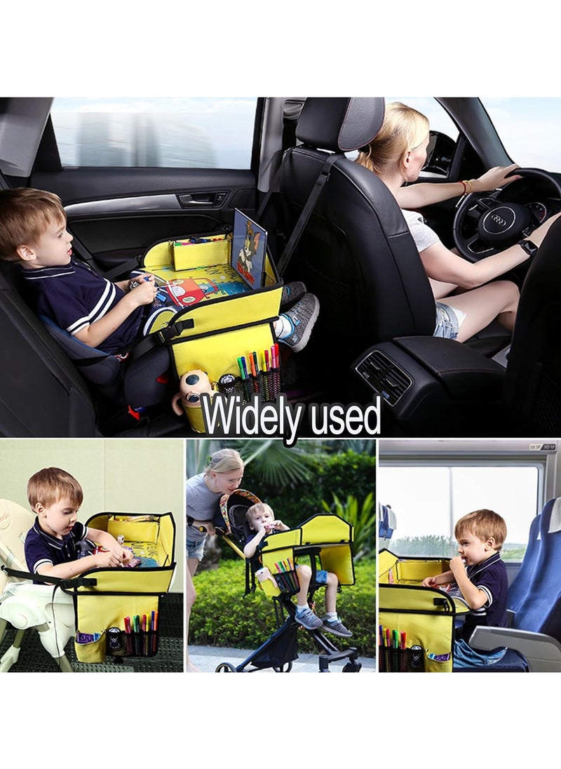 Kids Car Travel Tray - Kids Travel Car Seat Tray with Loading Straps, Toddler Car Seat Activity Tray, Kids Lap Tray for Cars and Planes (Cars)