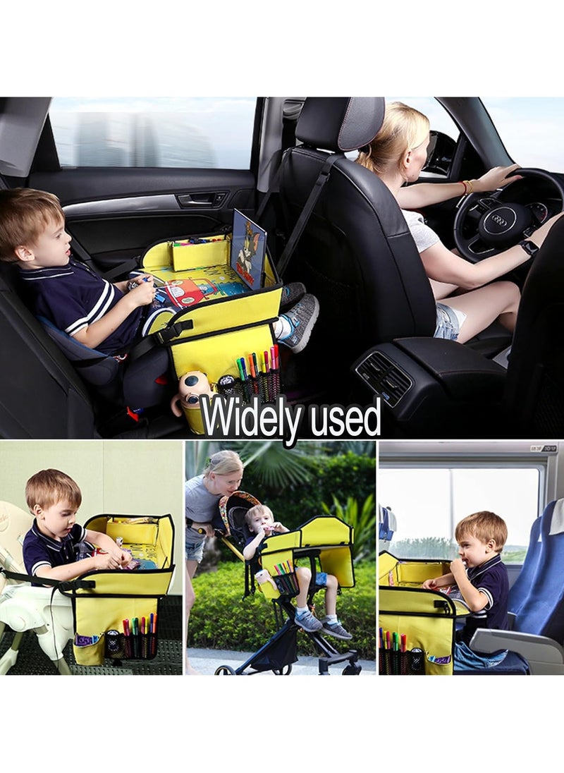 Kids Car Travel Tray - Kids Travel Car Seat Tray with Loading Straps, Toddler Car Seat Activity Tray, Kids Lap Tray for Cars and Planes (Little Lion)