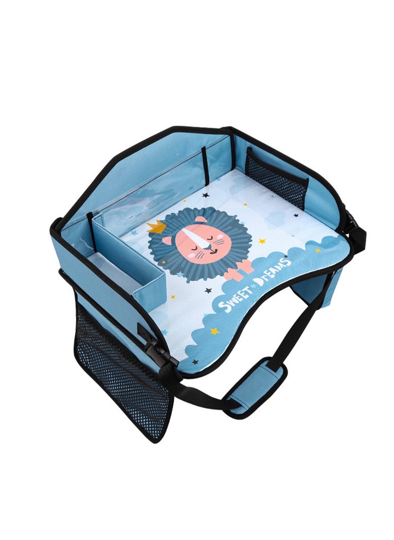 Kids Car Travel Tray - Kids Travel Car Seat Tray with Loading Straps, Toddler Car Seat Activity Tray, Kids Lap Tray for Cars and Planes (Little Lion)