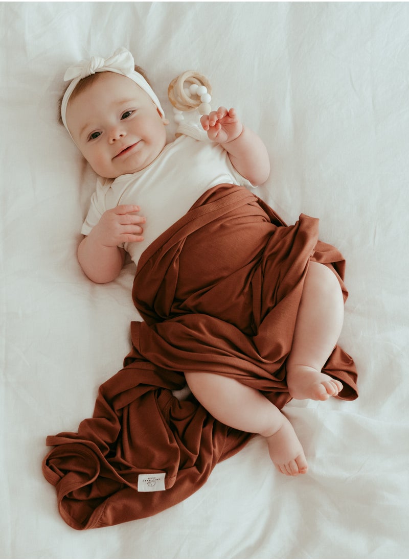 Stretchy Bamboo Spandex Swaddle & Hat- Chocolate