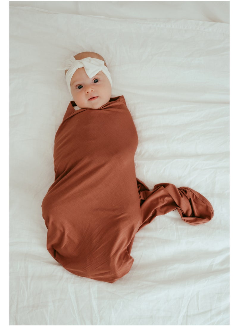 Stretchy Bamboo Spandex Swaddle & Hat- Chocolate