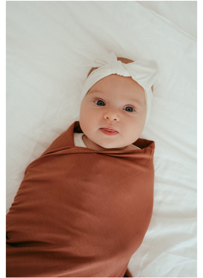 Stretchy Bamboo Spandex Swaddle & Hat- Chocolate