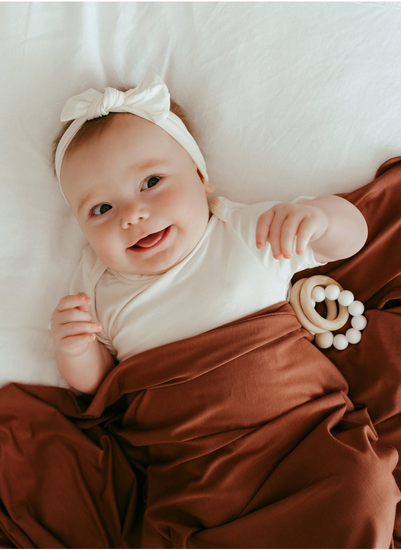 Stretchy Bamboo Spandex Swaddle & Hat- Chocolate