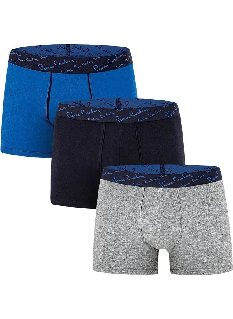 Men's Cotton Saxe-Navy Blue-Grey 3-Piece Boxer