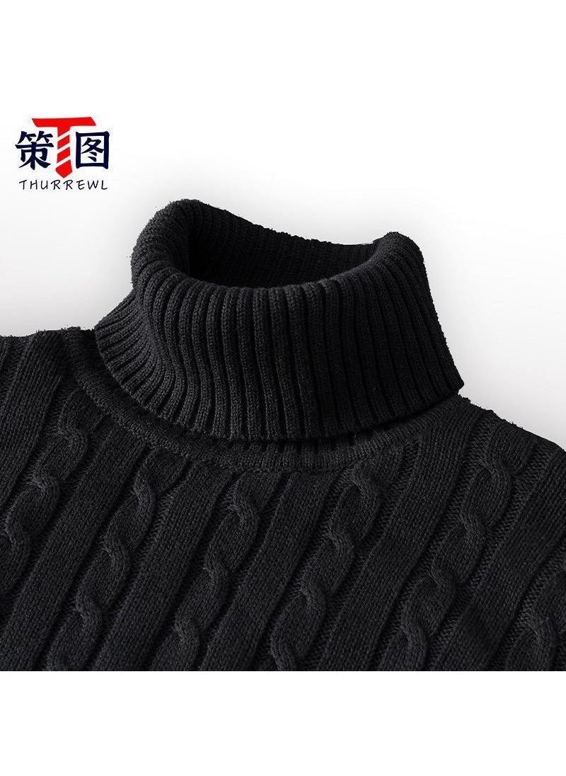 Paul genuine goods 2023 Fall/Winter fleece-lined Thickened 100% Cotton Fabric Upgrade New Warm Lock Temperature Old Age Turfable Sweater Black (genuine regular style)