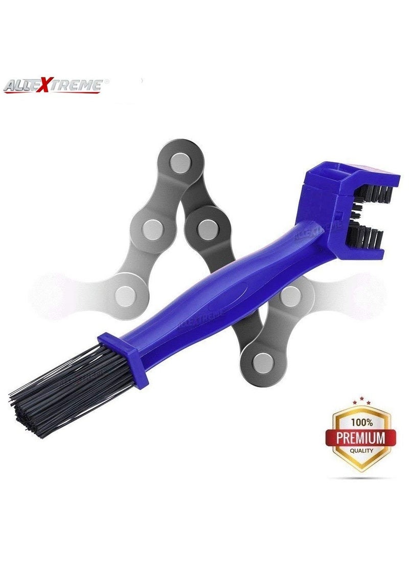 AllExtreme ‎CYL-06-T Multi-Purpose Bike Chain Cleaner Brush with Soft & Long Bristles Ideal for Quick Cleaning of Cycles, Motorcycles (Blue)