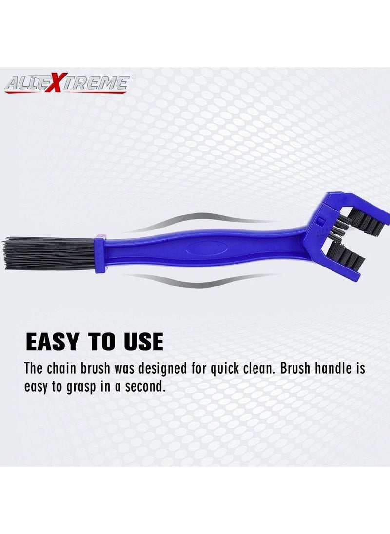 AllExtreme ‎CYL-06-T Multi-Purpose Bike Chain Cleaner Brush with Soft & Long Bristles Ideal for Quick Cleaning of Cycles, Motorcycles (Blue)