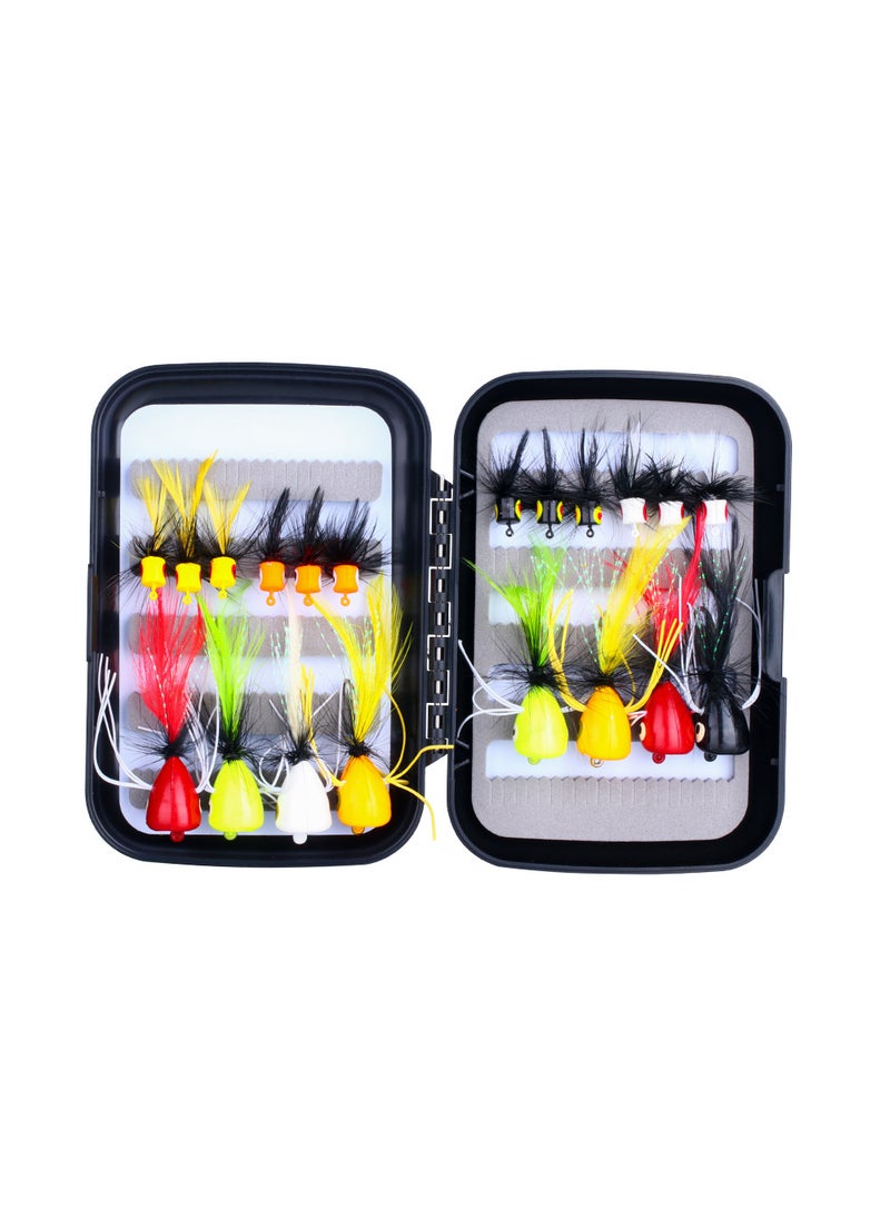 Topwater Fly Lure Kit Feather Hooks for Bass Trout Mixed color 20 pieces wave climbing suit