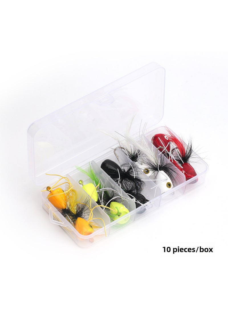 Topwater Fly Lure Kit Feather Hooks for Bass Trout 10 wave climbing boxes