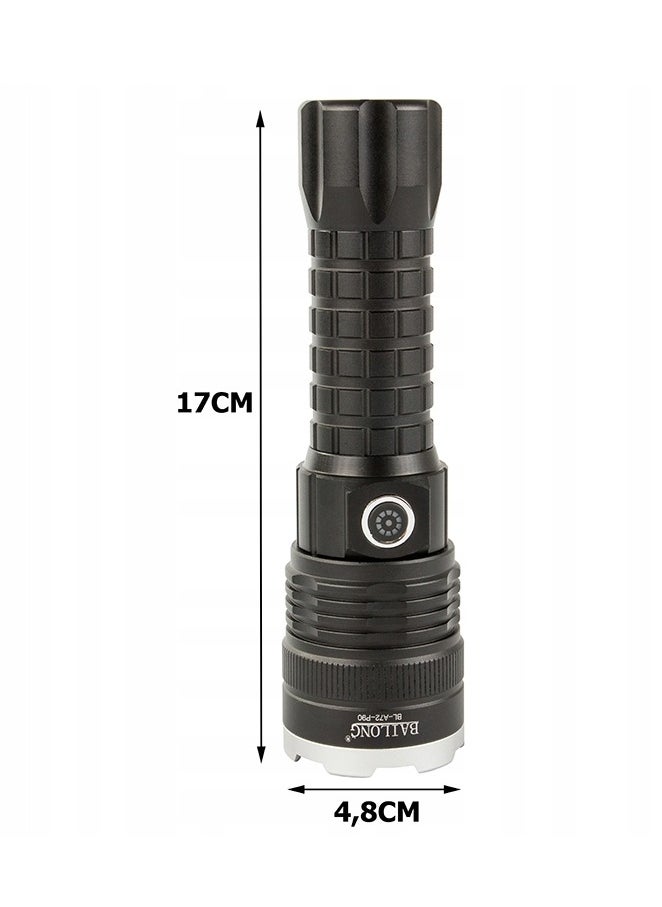 High-Powered Flashlight | Cree XHP90 LED Torch | Durable Aluminum Alloy Zoomable Light | Ultra-Bright Long-Range Beam | Waterproof Rechargeable Telescopic Penlight for Camping & Outdoor Use