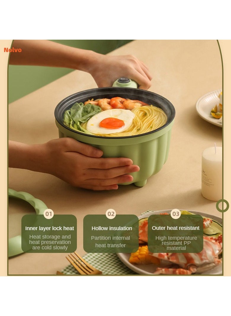 Electric Hot Pot, Plastic and Ceramic Mini Electric Cooker Easy To Clean Long Handle for Office (Green)