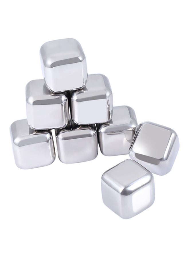 8-Piece Reusable Ice Cube Cooler Stone Silver