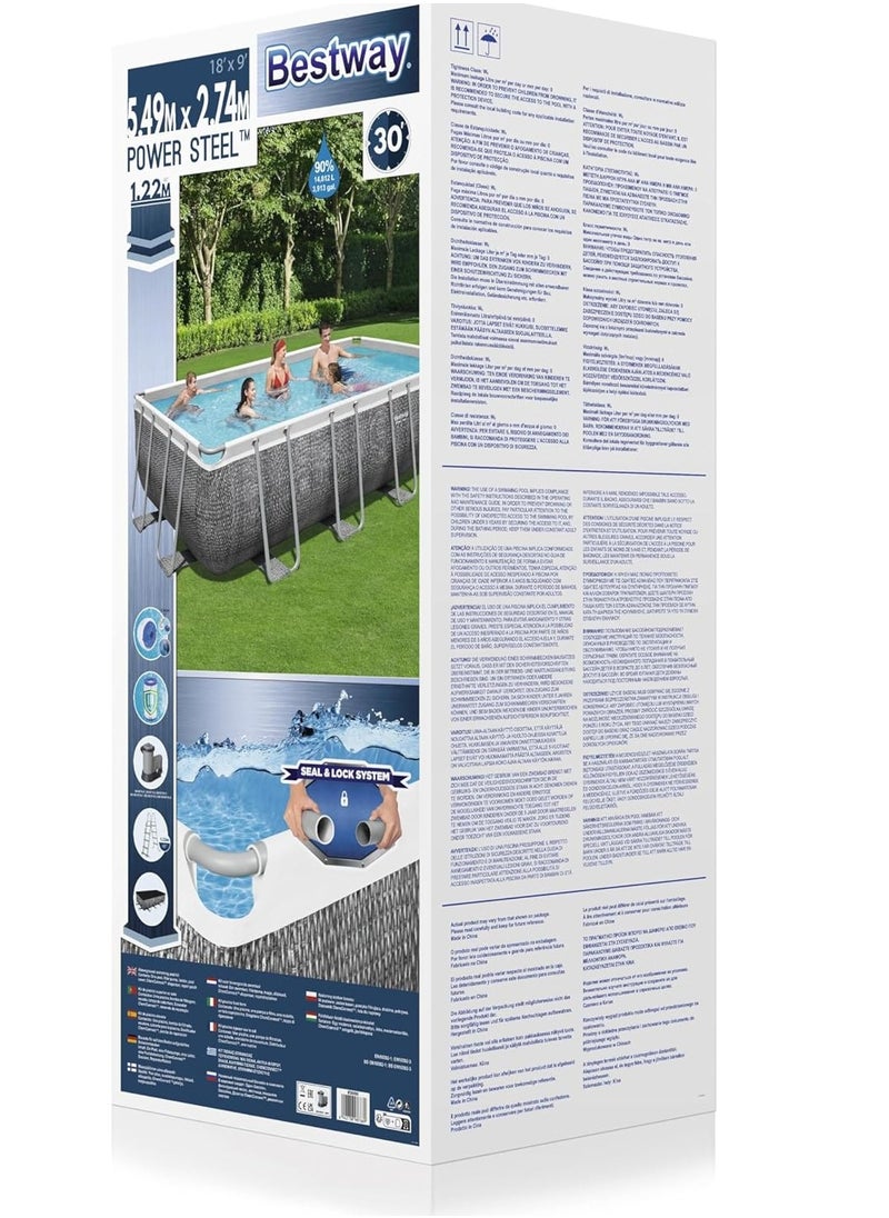 Power Steel Rectangular Pool Set 5.49m x 2.74m x 1.22m 56998