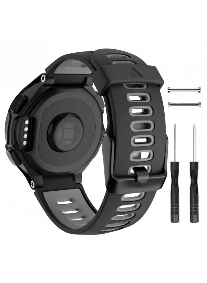 ISABAKE Watch Band for Garmin Forerunner 735XT/230/220/235/620/630,Compatible with Garmin Approach S20/S5/S6,Soft Silicone Replacement Wristbands with Metal Buckle,One Size (Black Buckle)