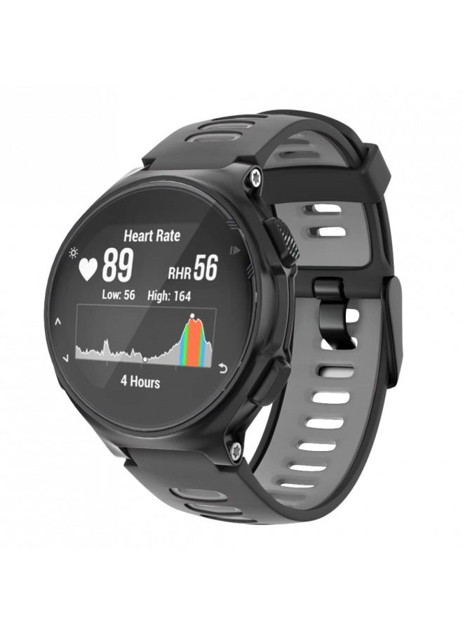 ISABAKE Watch Band for Garmin Forerunner 735XT/230/220/235/620/630,Compatible with Garmin Approach S20/S5/S6,Soft Silicone Replacement Wristbands with Metal Buckle,One Size (Black Buckle)