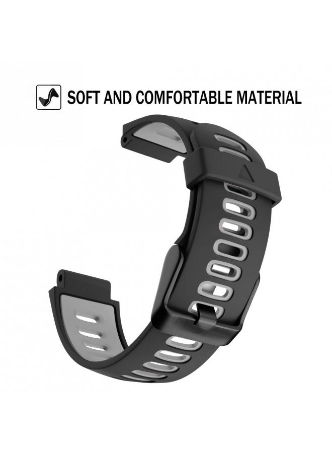 ISABAKE Watch Band for Garmin Forerunner 735XT/230/220/235/620/630,Compatible with Garmin Approach S20/S5/S6,Soft Silicone Replacement Wristbands with Metal Buckle,One Size (Black Buckle)