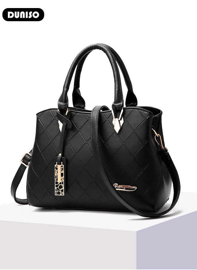 Women's Handbag with Removable Shoulder Strap, Soft PU Leather Elegant Tote Bag, Large Capacity Tote Shoulder Bag, Fashion Ladies Satchel Bag for Office Travel Daily