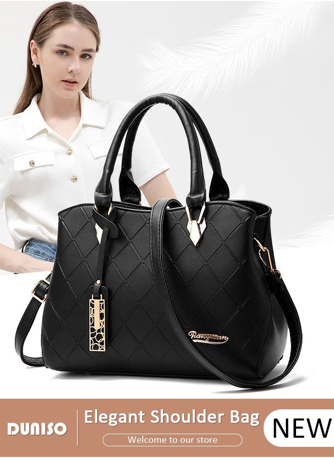 Women's Handbag with Removable Shoulder Strap, Soft PU Leather Elegant Tote Bag, Large Capacity Tote Shoulder Bag, Fashion Ladies Satchel Bag for Office Travel Daily